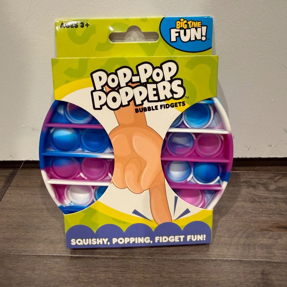Big Time Toys Pop-Pop Poppers Bubble Fidget Sensory Toy Blue Purple Tie Dye